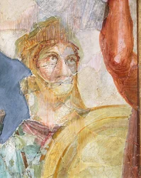 Detail des Freskos der Hochzeit von Alexander (Ares) und Stateira (Aphrodite), Fresko in Region 6 Westinsel 39, Pompeji (UNESCO-Welterbeliste)