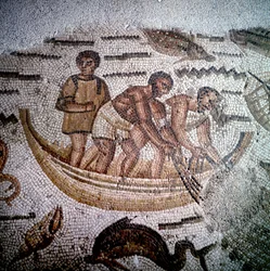 Angelszene in Mosaik in Hippo, Algerien