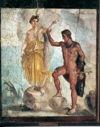 Fresko mit Perseus und Andromeda aus Pompeji, Kampanien, Italien, 55-79 n. Chr.