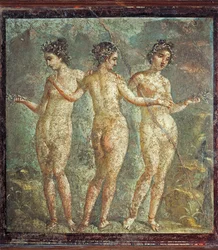 Fresko, das die drei Grazien darstellt, aus Pompeji, Italien