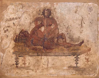 Fresko mit erotischem Motiv, aus Pompeji, Italien