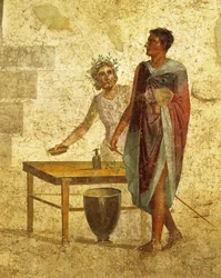 Fresko, das Jason und Pelias aus Pompeji darstellt