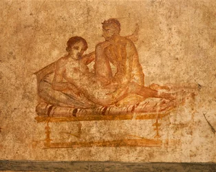 Italien, Region Kampanien, Provinz Neapel, Pompeji, Haus der Vettii, Erotisches Fresko