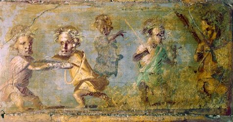 Pompeji. Die Jagd der Zwerge. Fresko. Archäologisches Nationalmuseum Neapel