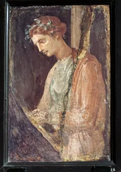 Profilporträt einer jungen Frau aus Italien, Kampanien, Pompeji, Malerei auf Putz, 55-79 n. Chr.