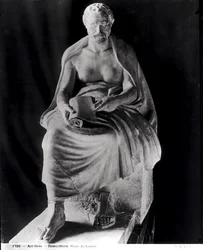 Sitzender Philosoph, dessen Kopf vermutlich Demosthenes (384-322 v. Chr.) darstellt (später hinzugefügt), aus der Villa Montalto-Negroni