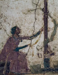 Frau am heiligen Baum, Fragment eines Freskos aus Pompeji, Kampanien, Italien, Römische Zivilisation