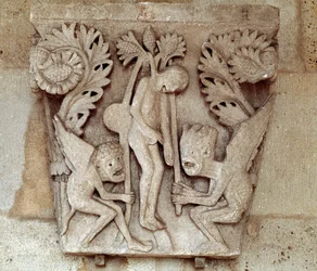 Erhängung des Judas (geschnitztes Kapitell)