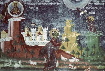 Moses auf dem Berg, Südwand der Kirche, ca. 1601