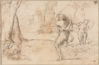 Romulus und Remus von Faustulus gefunden (recto) Konzentrische Kreise (verso) (ca. 1535)