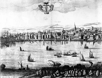 Ansicht des Flusses Thames von Southwark, 1650