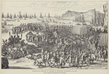 Ankunft von Wilhelm von Oranien in England, November 1688 (Lithografie)