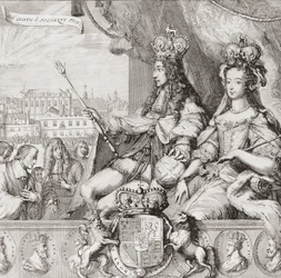 Krönung des englischen Königs Wilhelm III. und Königin Maria II. am 11. April