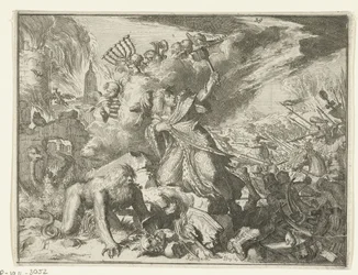 Mann in Mantel wird von Reitern angegriffen