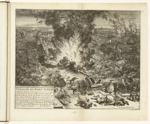 Sprengung der Schiffsbrücke von Parma über die Schelde, 1585 (Deroute du Pont Farnese) (Guerres de Flandres)