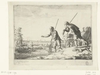 Zwei Soldaten am Ufer eines Flusses