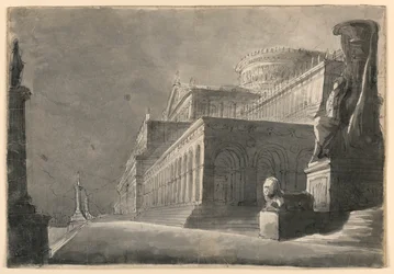 Bühnenbild, Außenansicht eines riesigen Palastes