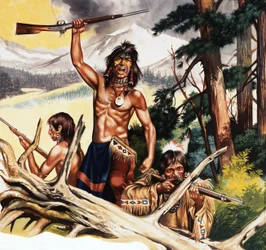 Amerikanischer Indianer mit Gewehr