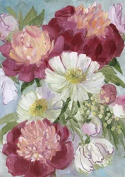 Lebhaftes Pfingstrosenbouquet