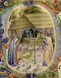 Corale / Graduale Nr. 5, Historisierte Initiale "P" mit Darstellung der Geburt Christi