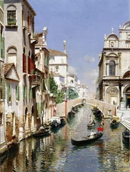 Ein venezianischer Kanal mit der Scuola Grande di San Marco und Campo San Giovanni e Paolo, Venedig