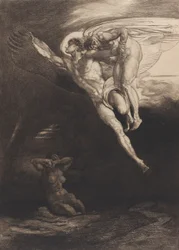 Luzifer trägt Kain in den endlichen Raum, aus Acht Radierungen zu Byrons Kain, ..., 1919-1920