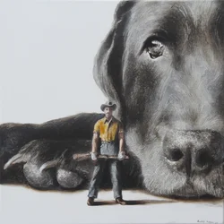 Jäger und Riesiger Hund