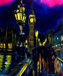 Abendansicht London Westminster Bridge, 2025