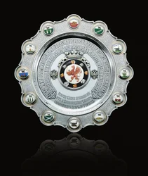 Kaiserliche Präsentationsplatte mit der Markierung "Sazikov" und dem kaiserlichen Wappen, St. Petersburg, 1882