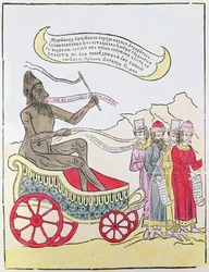 Lubok: Der Teufel trägt diejenigen fort, die vom Geld besessen sind, 17.-18. Jahrhundert