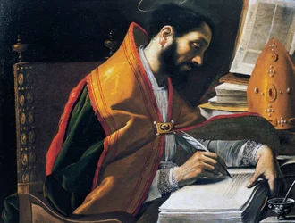 Heiliger Ambrosius, Gemälde von Rutilio Manetti (1571-1639), Öl auf Leinwand, 67x89 cm, Italien