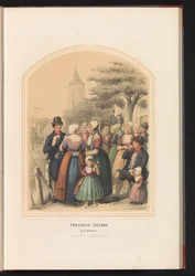 Klederdracht van het eiland Walcheren in Zeeland, 1857