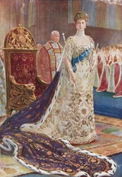 Königin Mary im Krönungsornat