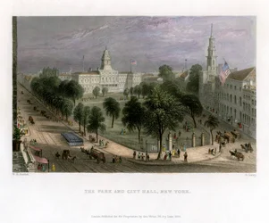 Der Park und das Rathaus, New York, USA, 1838