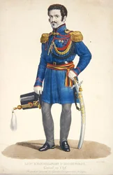 Emmanuel Vanderlinden, General Baron von Hooghvorst, Kommandant der Bürgerwehr von Belgien, graviert von F. Judenne