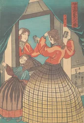Französische Frau und Mädchen, aus der Serie Ausländische Kaufleute in Yokohama