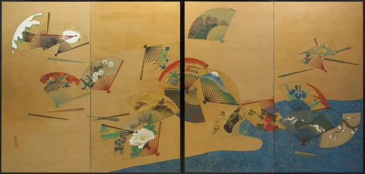 Fächer und Bach, Edo-Periode, um 1820-28