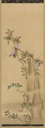 Rosa und weiße Blumen und Strohabdeckungen, Edo-Zeit, 1761-1828