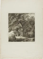 Nymphe, die sich in einem Baum versteckt, Platte acht aus Paysages Dédiés à M. Warelet