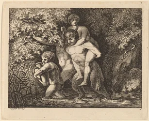 Satyr trägt eine Nymphe