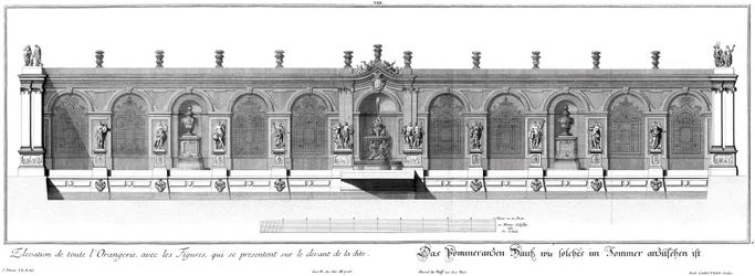Aufriss des Pomeranzenhauses im Sommerzustand