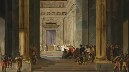 Die Königin von Saba vor dem Tempel von König Salomo in Jerusalem, ca. 1630-1634