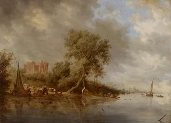 Flusslandschaft mit den Ruinen der Burg Egmond, 1641