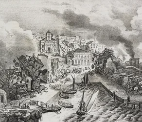 Zerstörung von Pointe-à-Pitre während des Erdbebens am 8. Februar