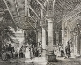 Eingangshalle des Serraglio, Türkei, aus der Geschichte des Harems im Osten