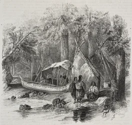 Indianer in Kanada, Lithographie von Salvatore Puglia