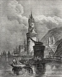 Ansicht von Andernach, Deutschland, Lithographie von Salvatore Puglia