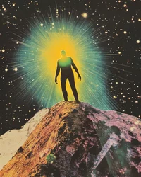 Einsame Figur Kosmischer Glanz