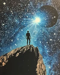 Mann Blickt auf den Kosmos
