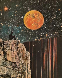 Mann Unter Orangem Mond
